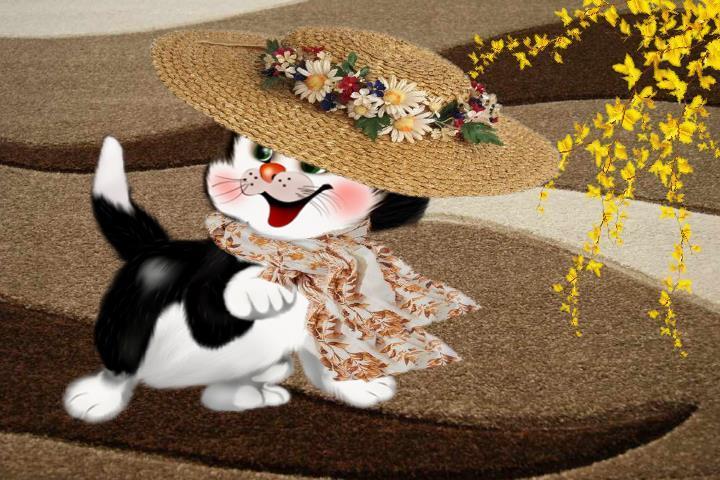 Tapety - Kot w kapeluszu  - seria - Tapeta wiosenna.jpg